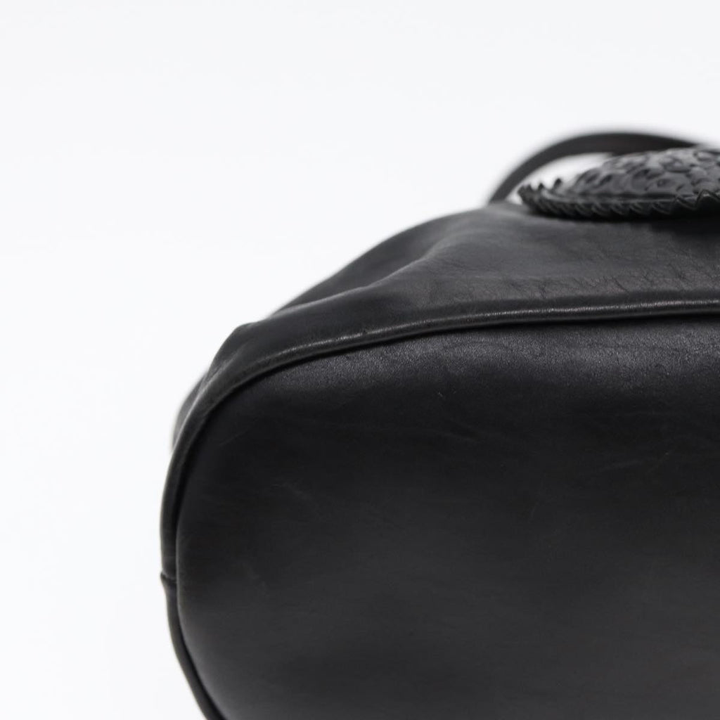 GUCCI Hand Bag Leather 2way Black Gold 212994 ac3216