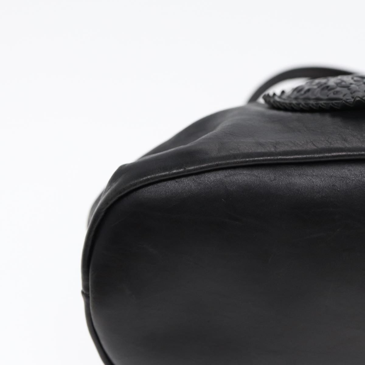 GUCCI Hand Bag Leather 2way Black Gold 212994 ac3216