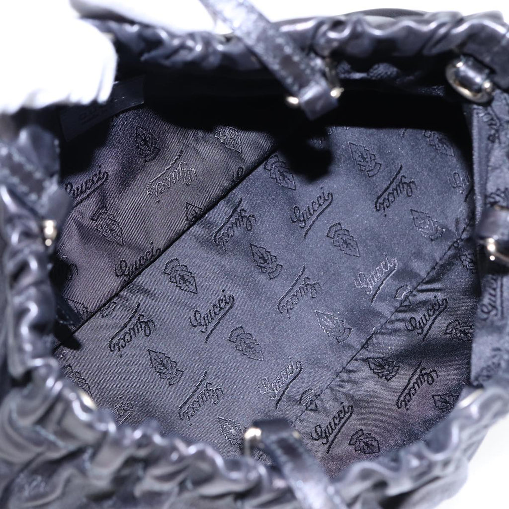 GUCCI Hand Bag Leather 2way Black Gold 212994 ac3216