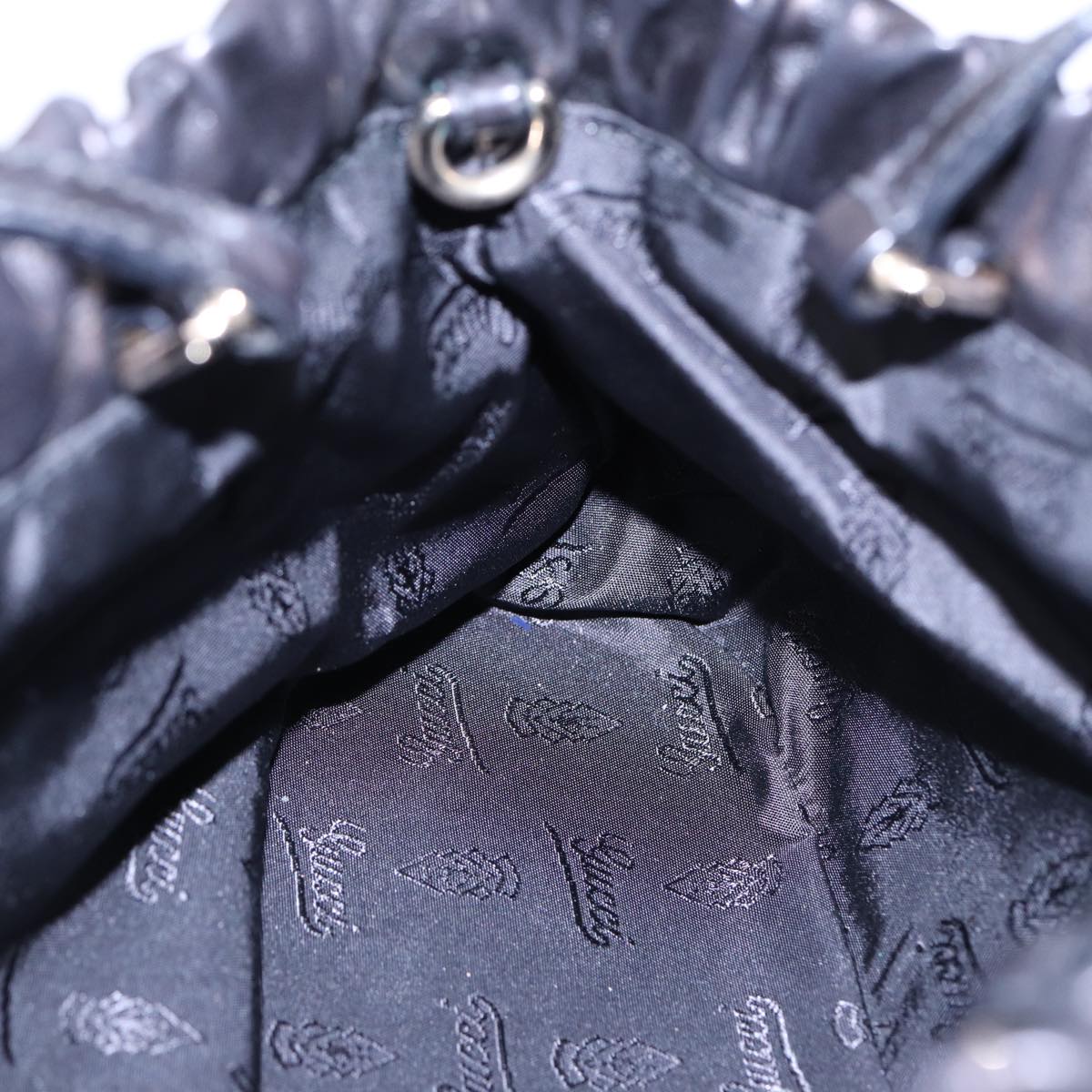 GUCCI Hand Bag Leather 2way Black Gold 212994 ac3216