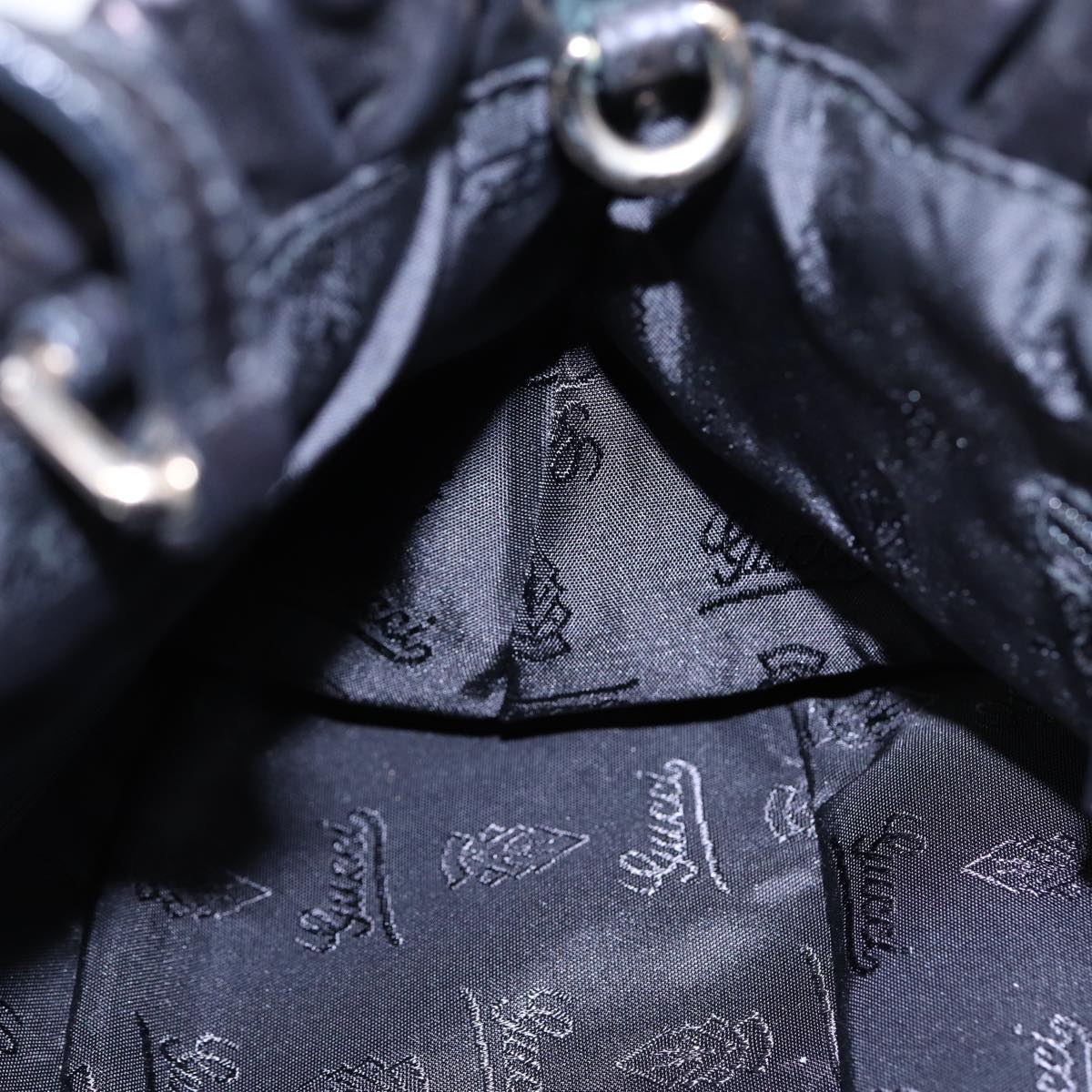 GUCCI Hand Bag Leather 2way Black Gold 212994 ac3216
