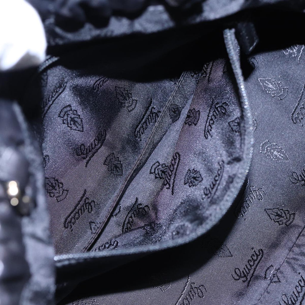 GUCCI Hand Bag Leather 2way Black Gold 212994 ac3216