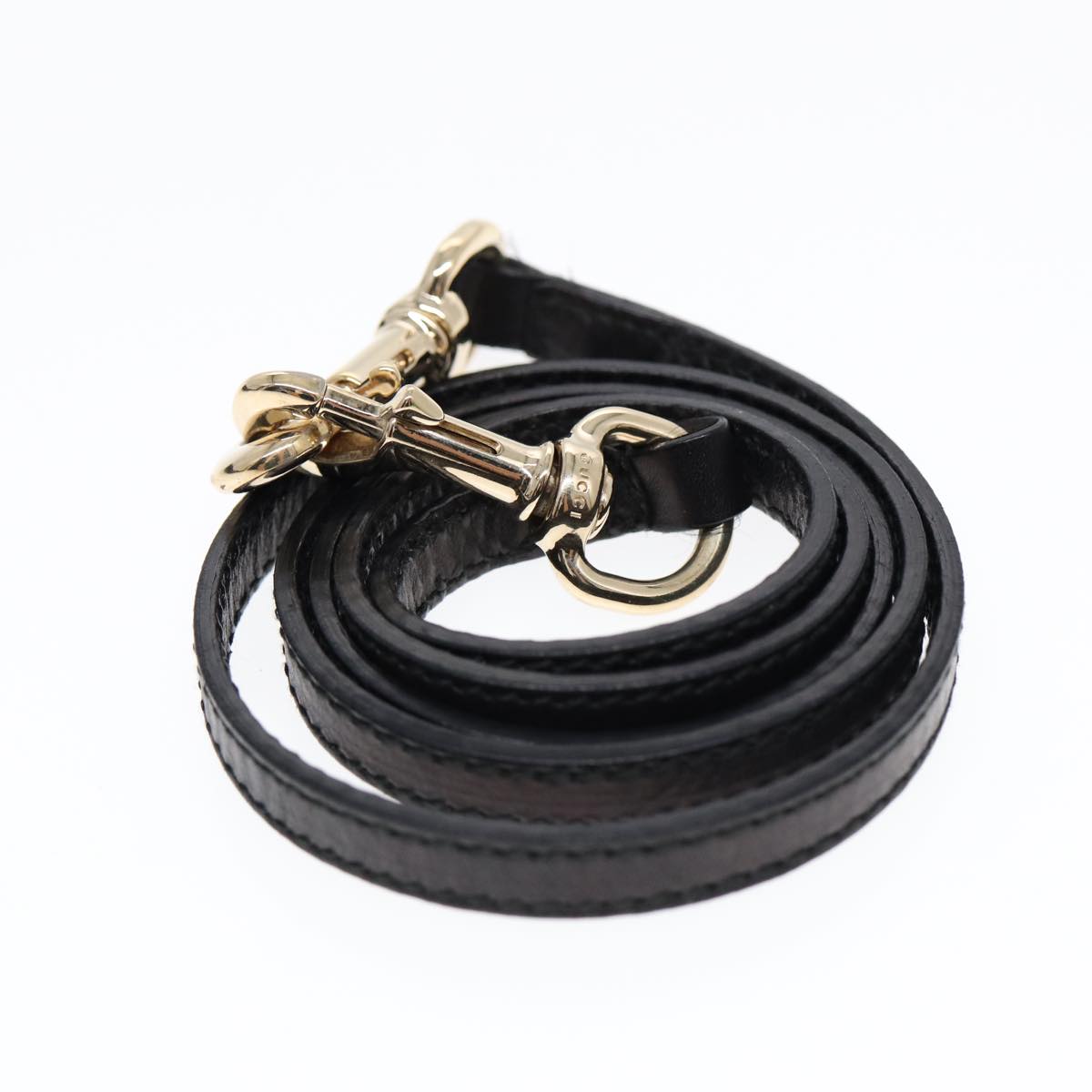 GUCCI Hand Bag Leather 2way Black Gold 212994 ac3216