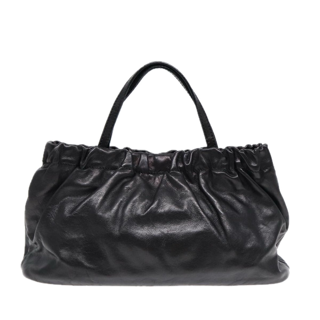 GUCCI Hand Bag Leather 2way Black Gold 212994 ac3216