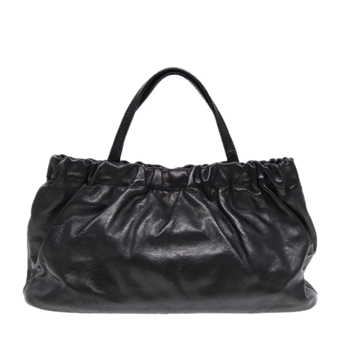 GUCCI Hand Bag Leather 2way Black Gold 212994 ac3216