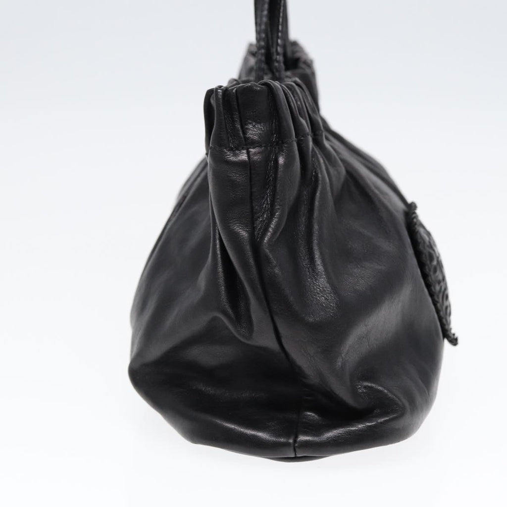 GUCCI Hand Bag Leather 2way Black Gold 212994 ac3216