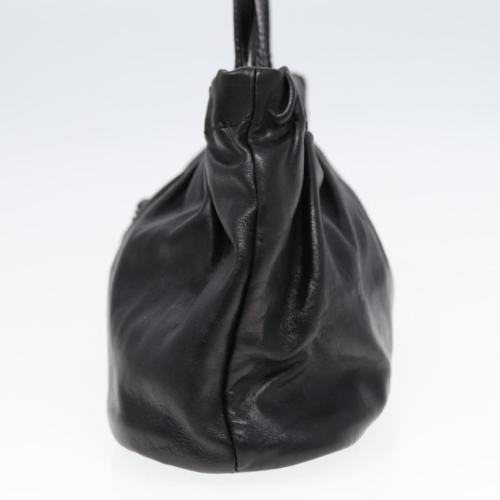 GUCCI Hand Bag Leather 2way Black Gold 212994 ac3216
