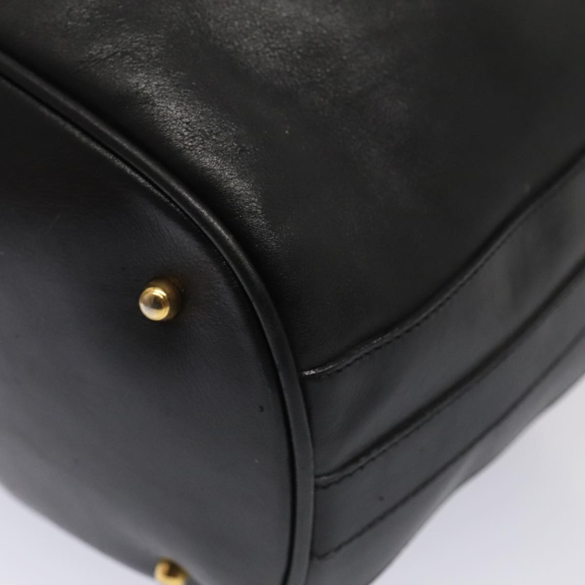 GUCCI Bamboo Hand Bag Leather 2way Black Gold 001 2865 1657 ac3240