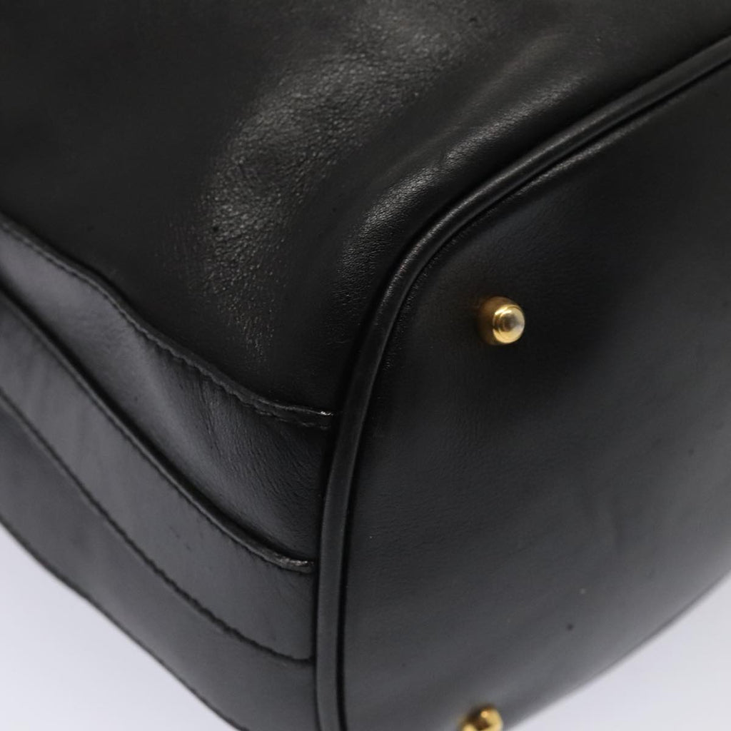 GUCCI Bamboo Hand Bag Leather 2way Black Gold 001 2865 1657 ac3240