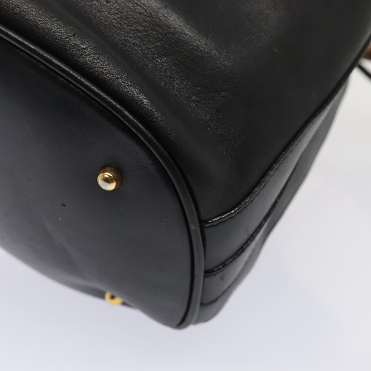 GUCCI Bamboo Hand Bag Leather 2way Black Gold 001 2865 1657 ac3240