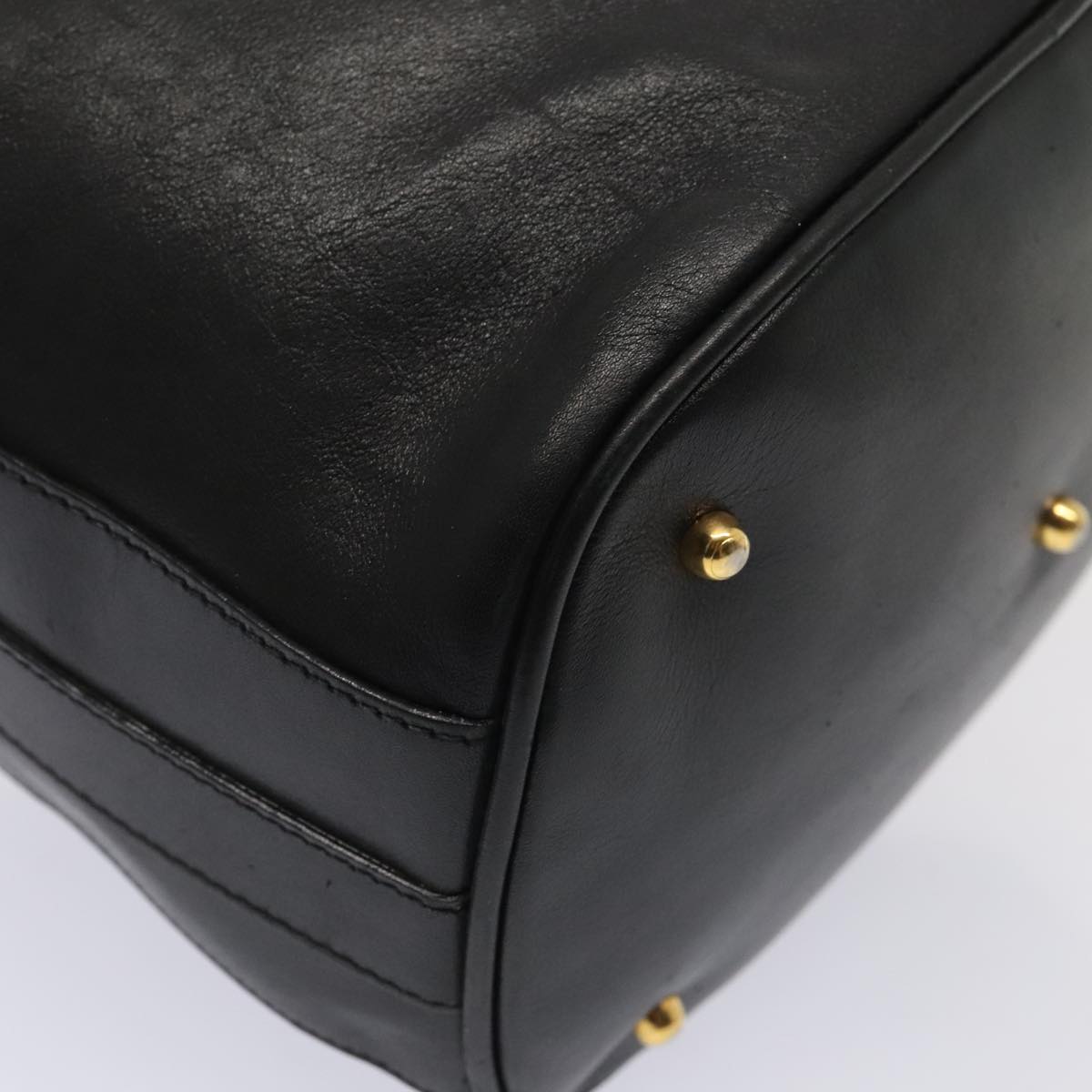 GUCCI Bamboo Hand Bag Leather 2way Black Gold 001 2865 1657 ac3240