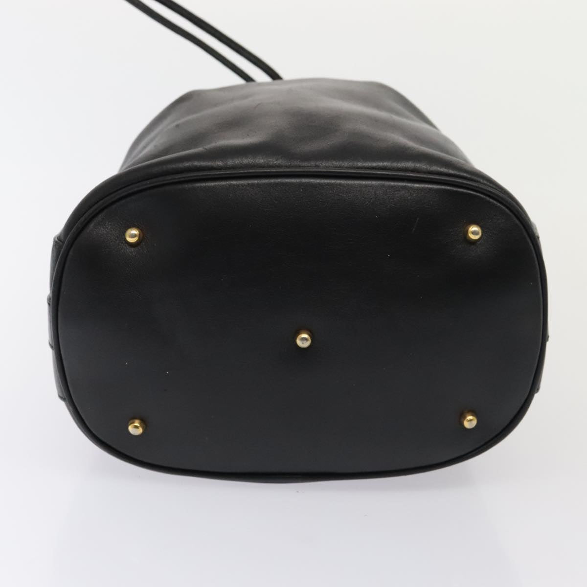 GUCCI Bamboo Hand Bag Leather 2way Black Gold 001 2865 1657 ac3240