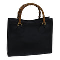 GUCCI Bamboo Hand Bag Leather Black ac3259