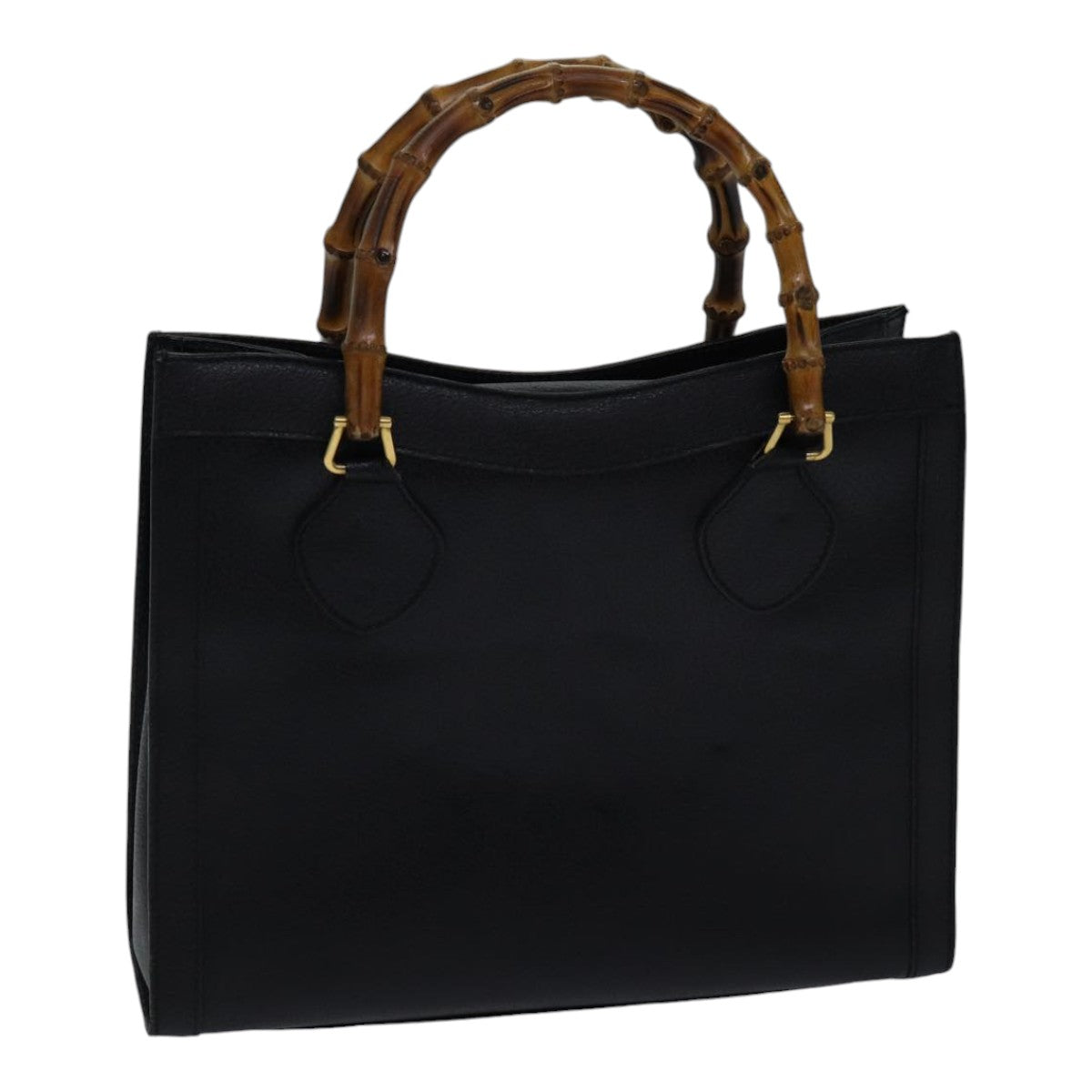 GUCCI Bamboo Hand Bag Leather Black ac3259