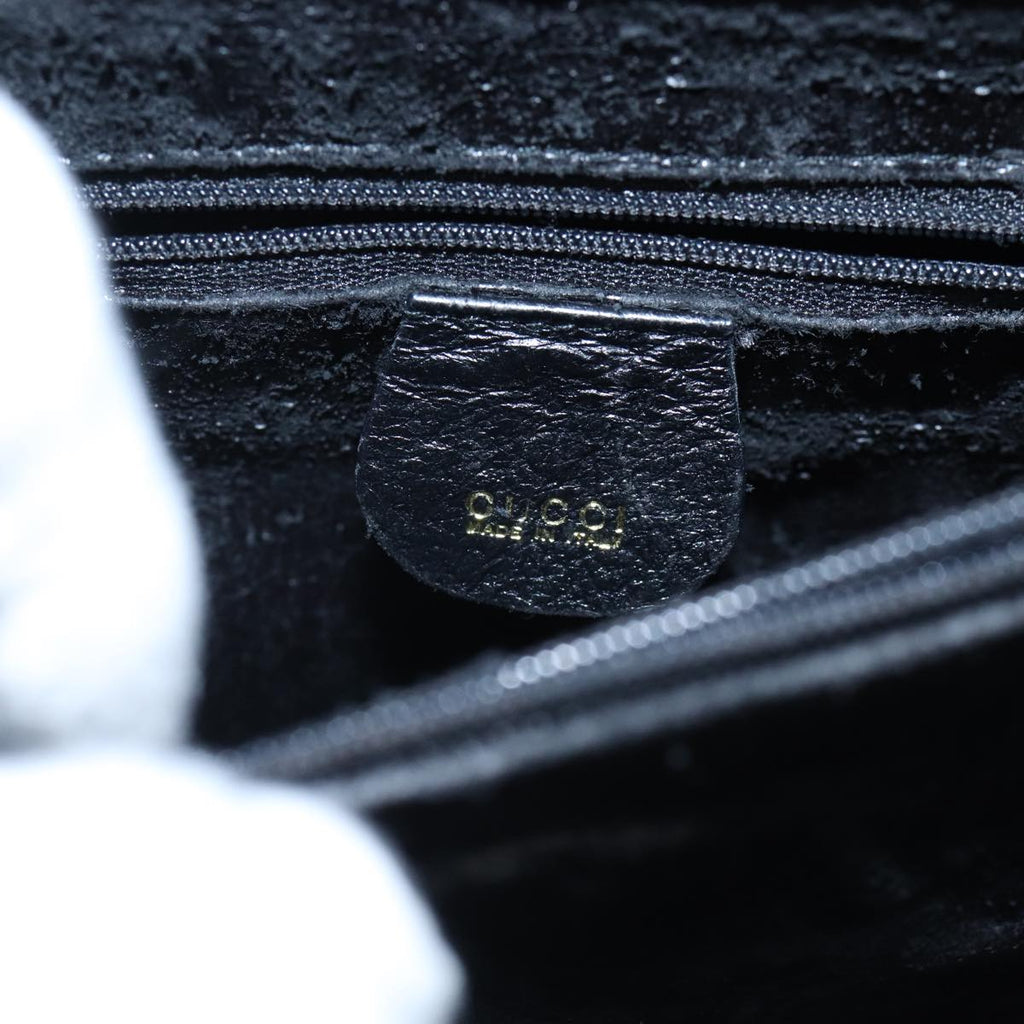 GUCCI Bamboo Hand Bag Leather Black ac3259