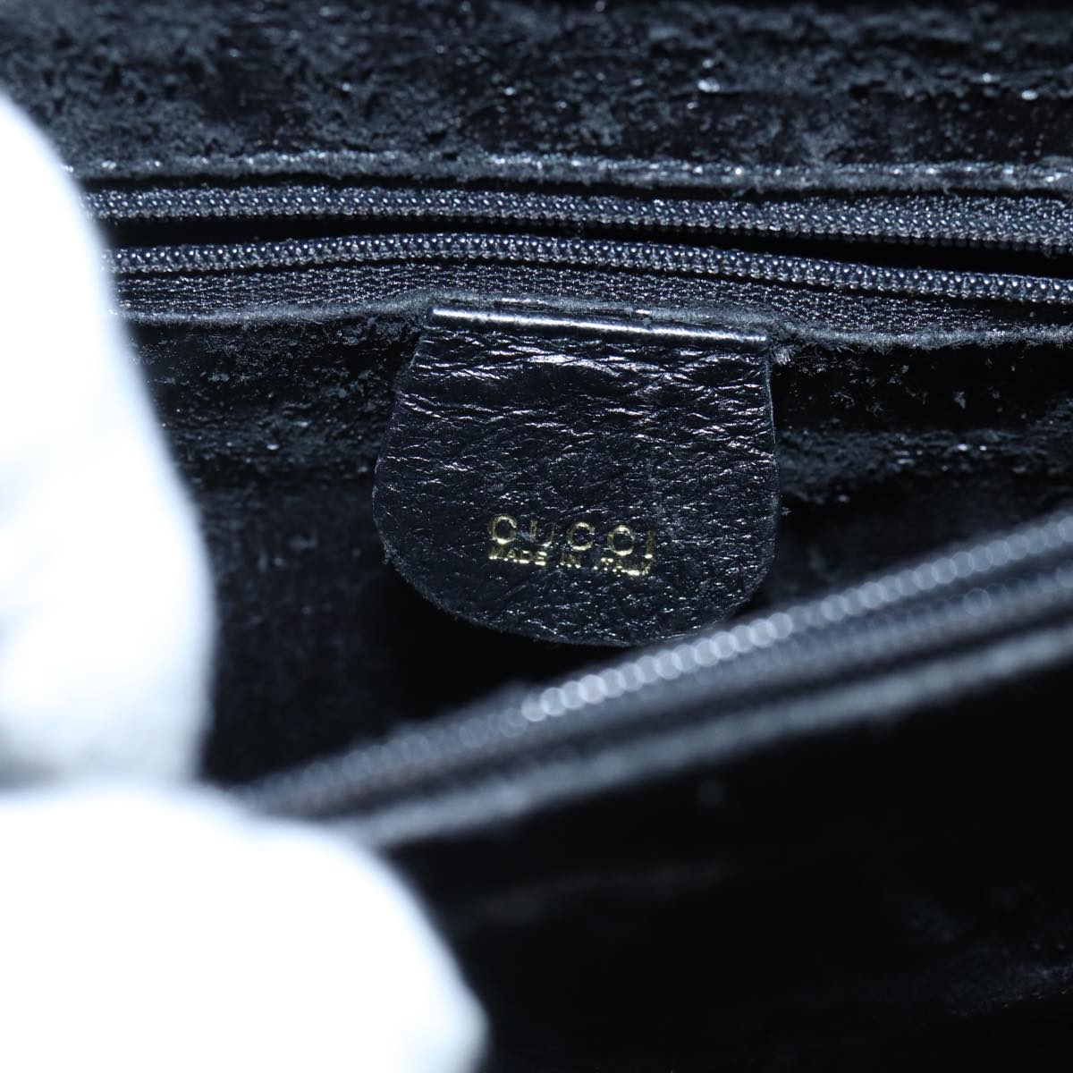 GUCCI Bamboo Hand Bag Leather Black ac3259