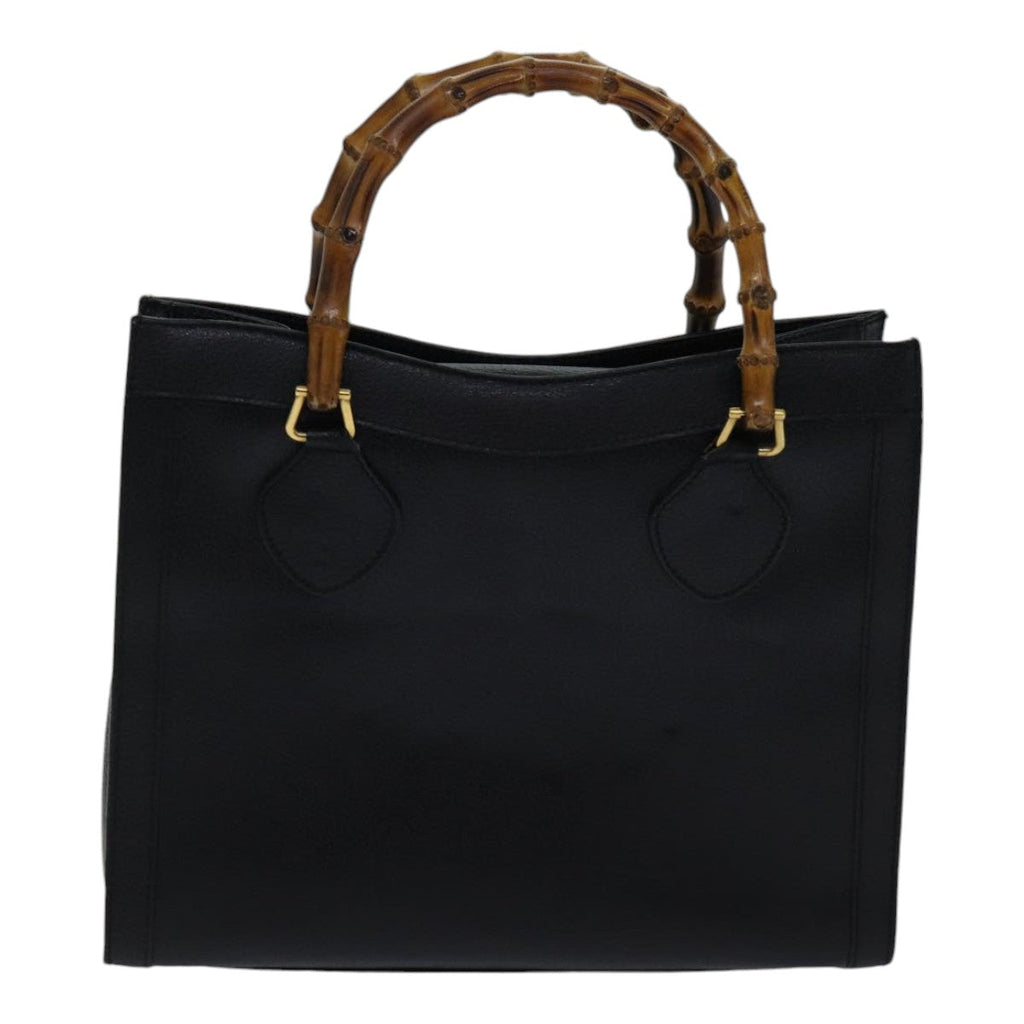 GUCCI Bamboo Hand Bag Leather Black ac3259