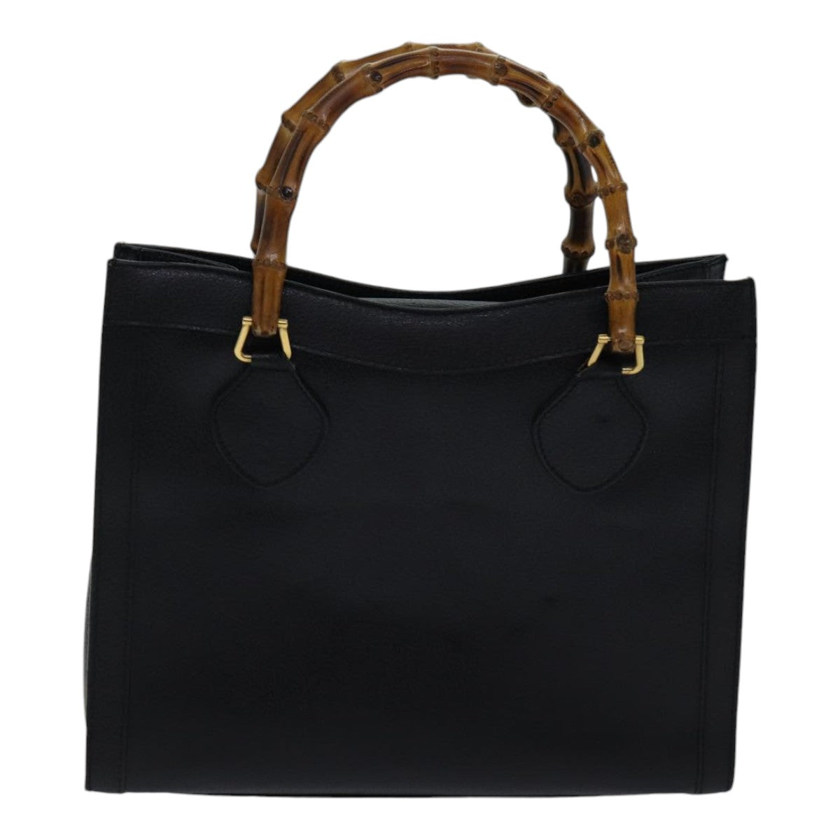 GUCCI Bamboo Hand Bag Leather Black ac3259