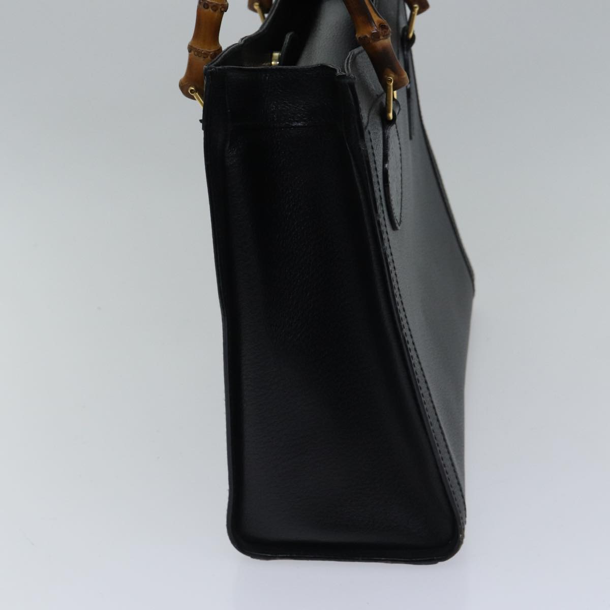 GUCCI Bamboo Hand Bag Leather Black ac3259