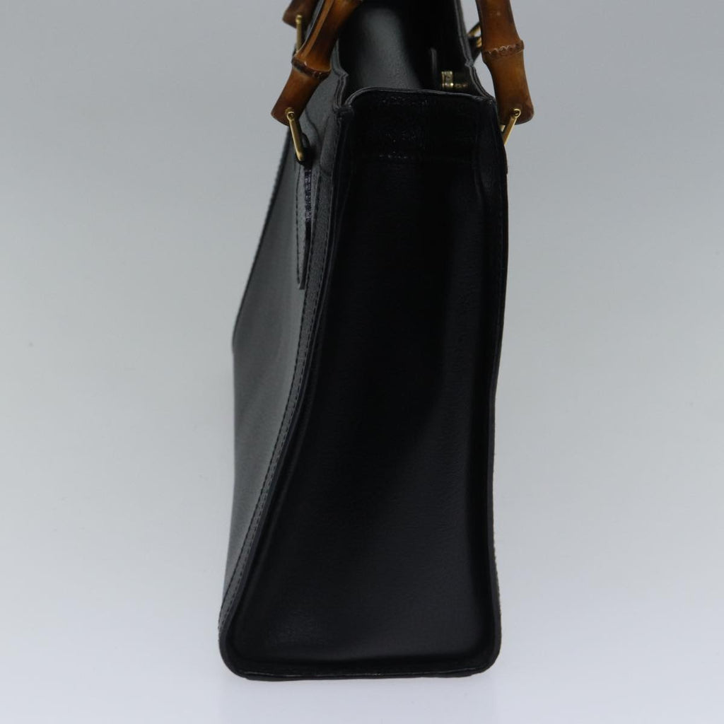 GUCCI Bamboo Hand Bag Leather Black ac3259