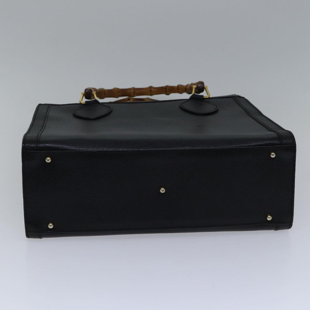 GUCCI Bamboo Hand Bag Leather Black ac3259