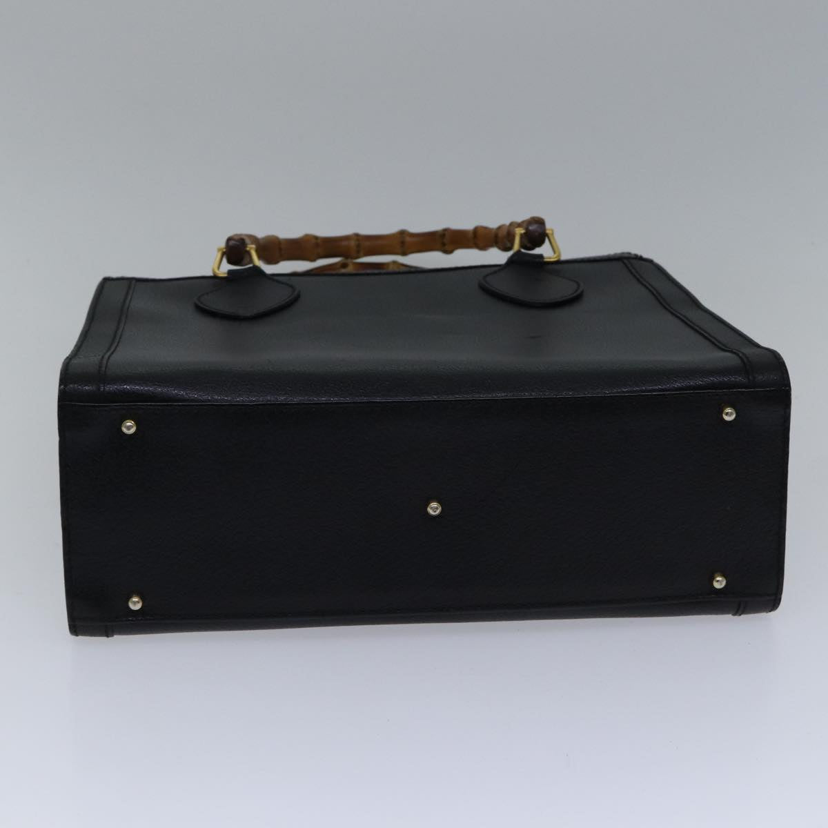 GUCCI Bamboo Hand Bag Leather Black ac3259