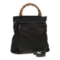 GUCCI Bamboo Hand Bag Nylon 2way Khaki ac3260
