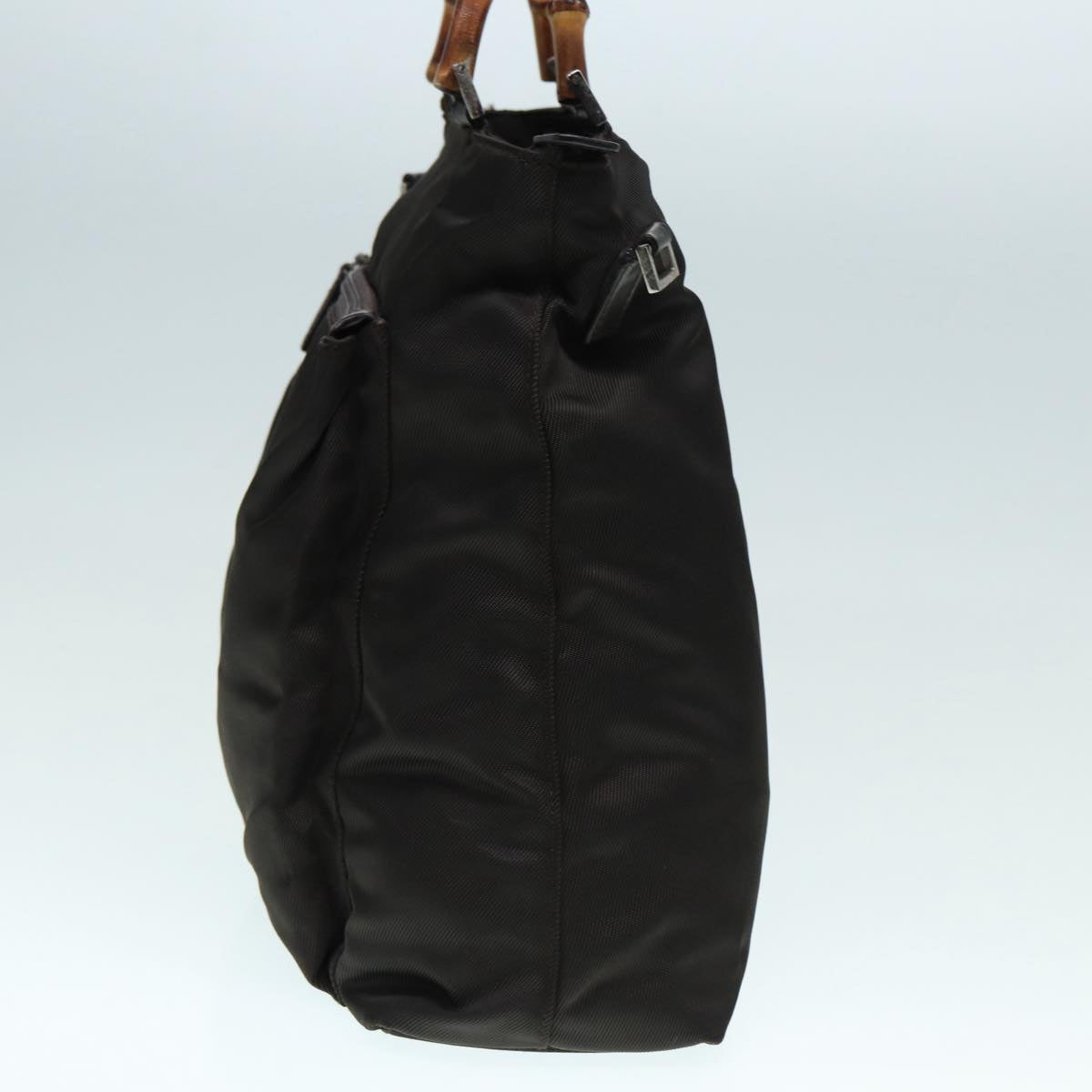 GUCCI Bamboo Hand Bag Nylon 2way Khaki ac3260