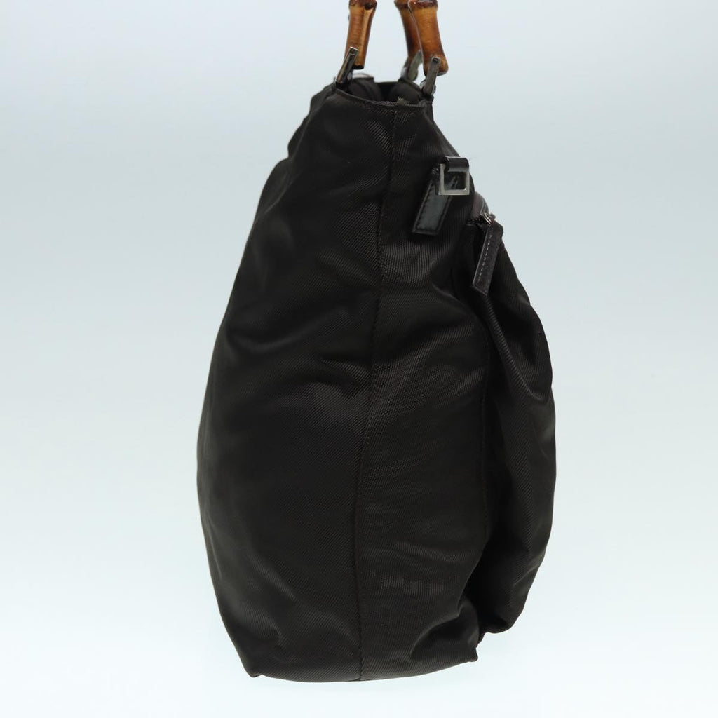 GUCCI Bamboo Hand Bag Nylon 2way Khaki ac3260