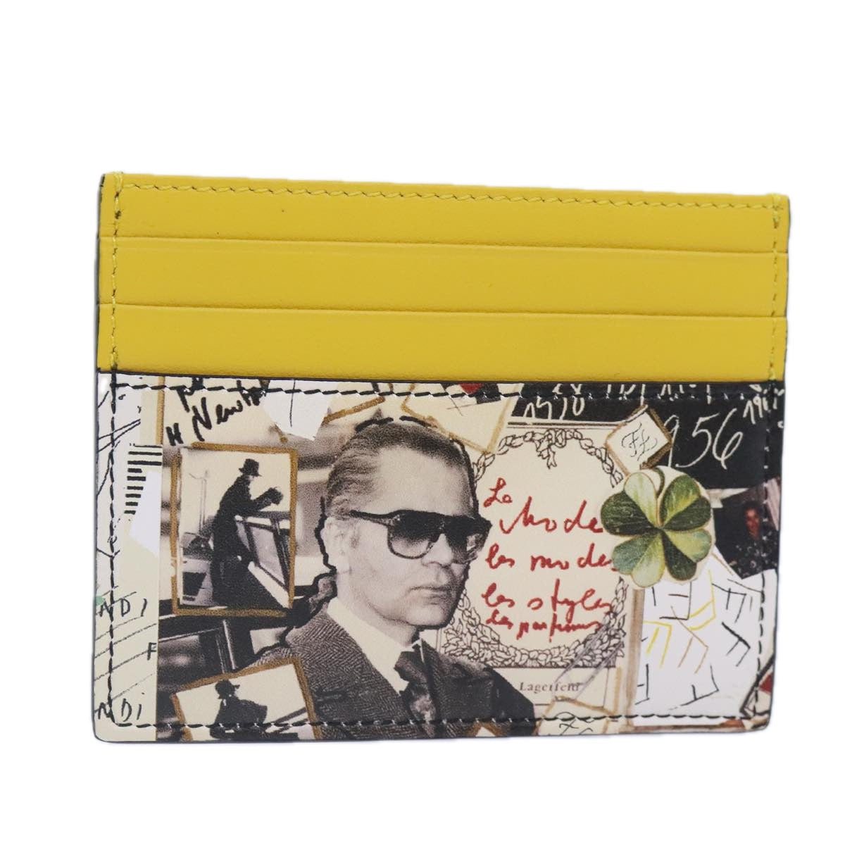 FENDI Card Case Leather Yellow ac3270