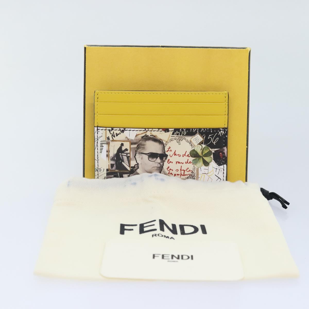 FENDI Card Case Leather Yellow ac3270