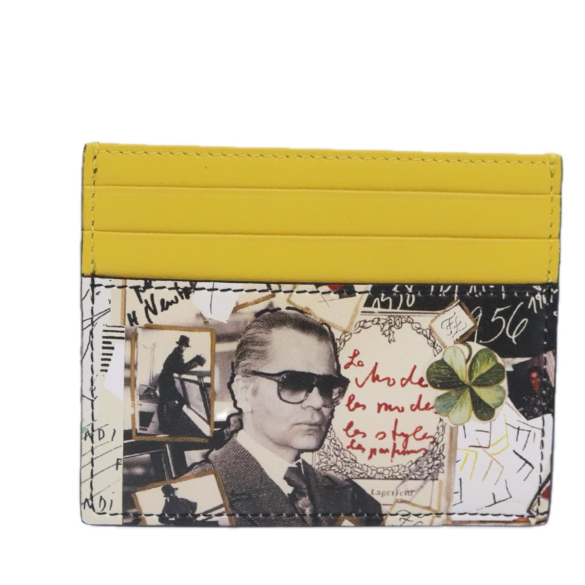 FENDI Card Case Leather Yellow ac3270