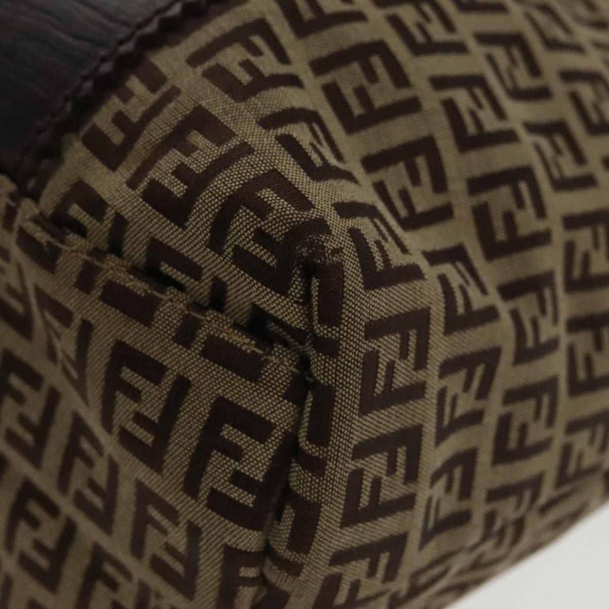 FENDI Zucchino Canvas Tote Bag Beige Gold ac3304