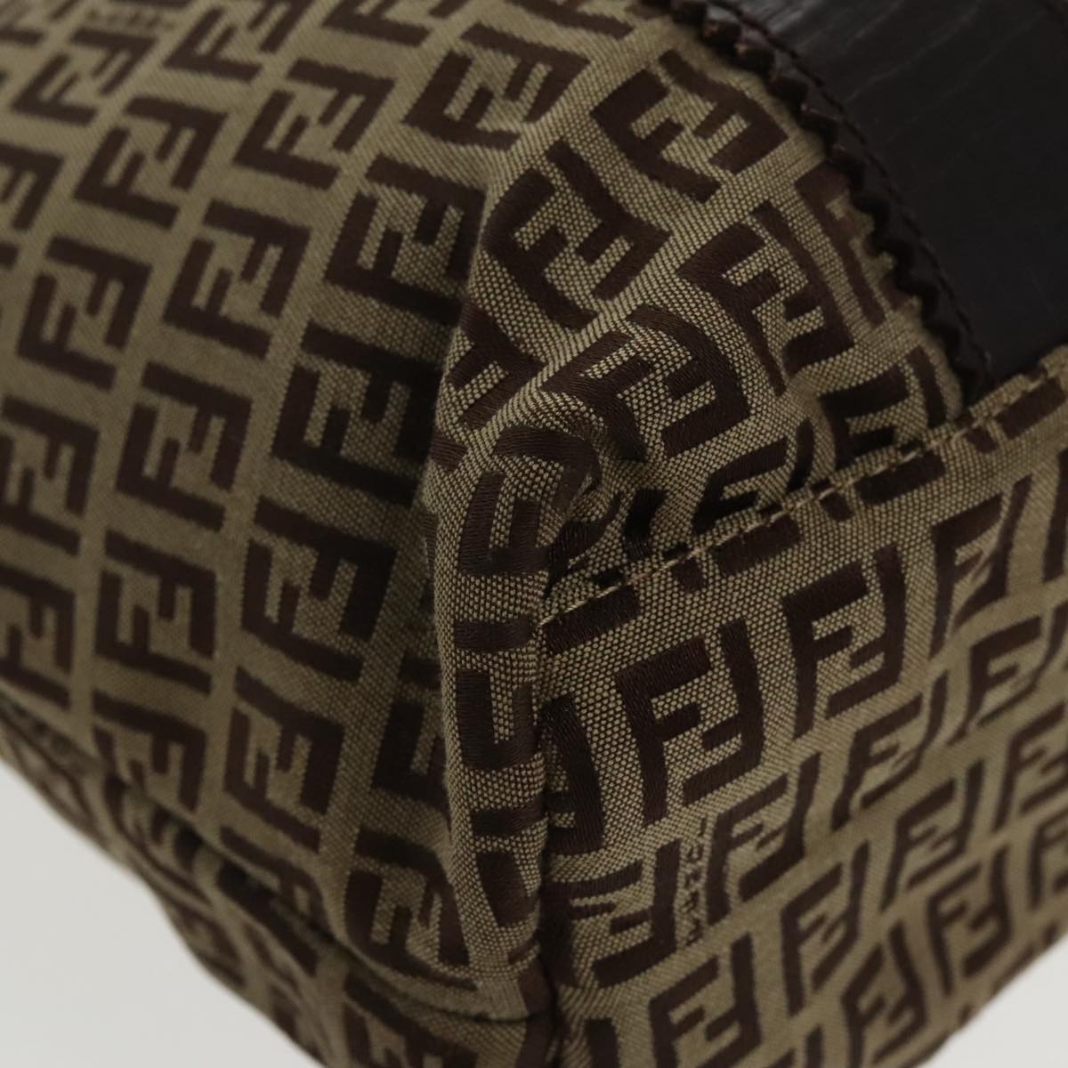 FENDI Zucchino Canvas Tote Bag Beige Gold ac3304