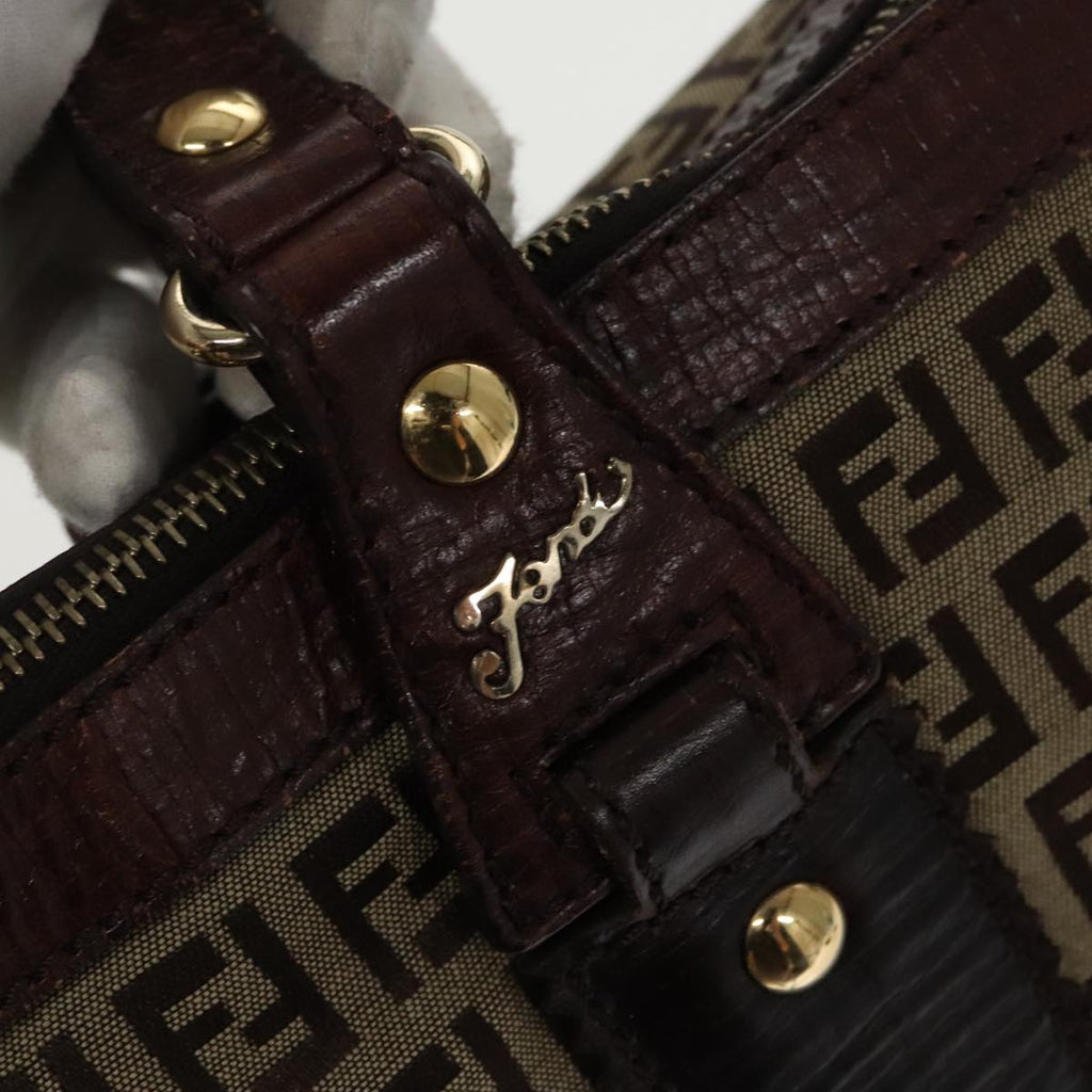 FENDI Zucchino Canvas Tote Bag Beige Gold ac3304