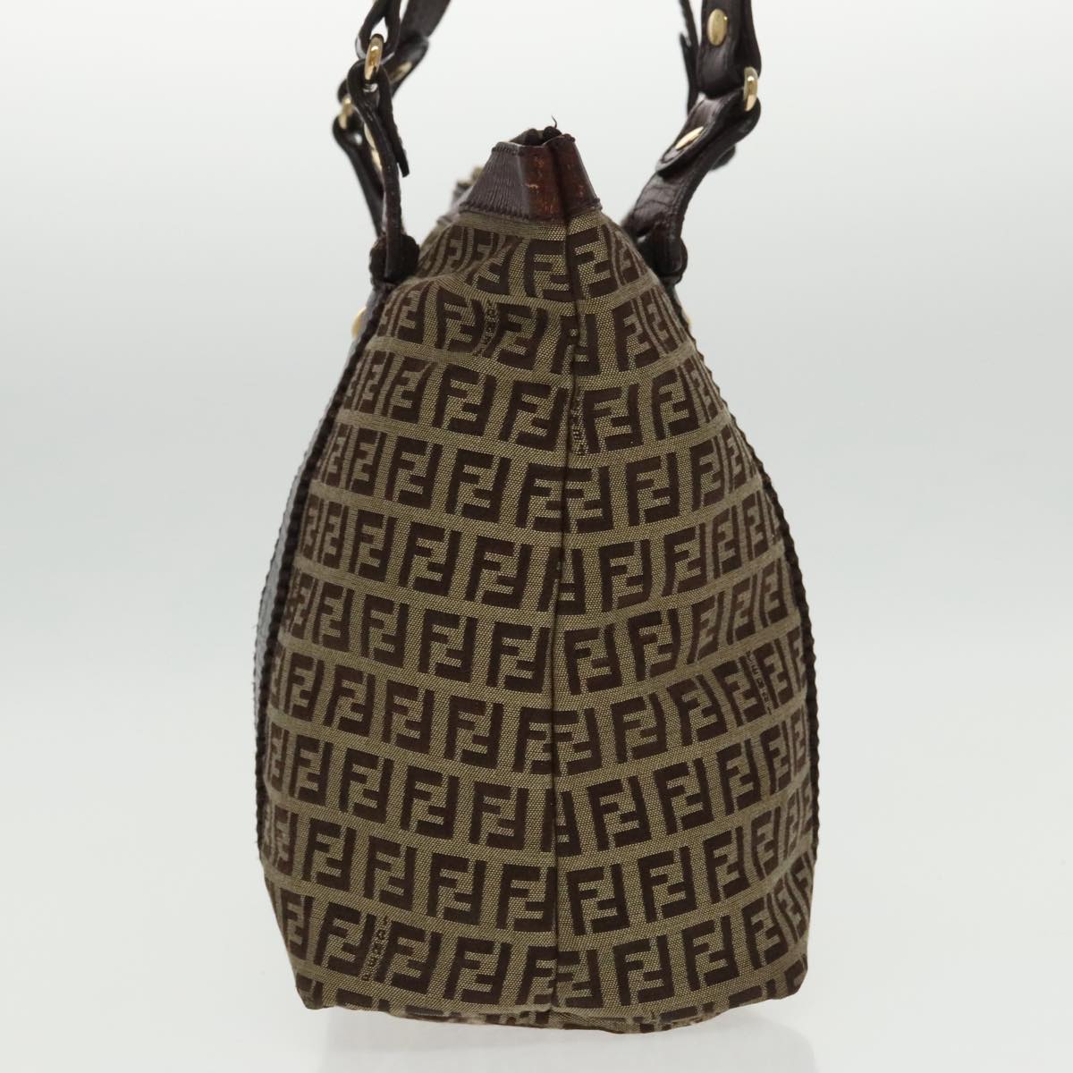 FENDI Zucchino Canvas Tote Bag Beige Gold ac3304