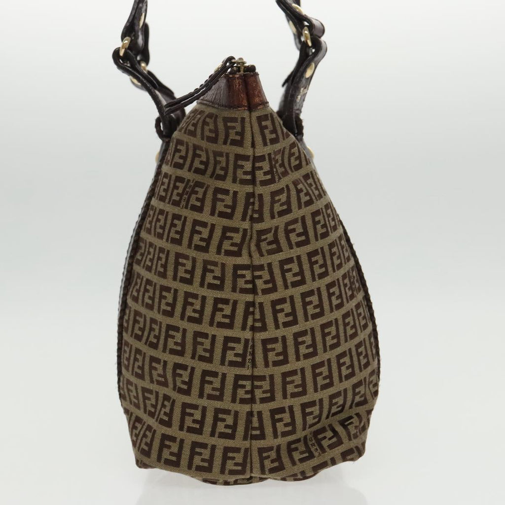 FENDI Zucchino Canvas Tote Bag Beige Gold ac3304