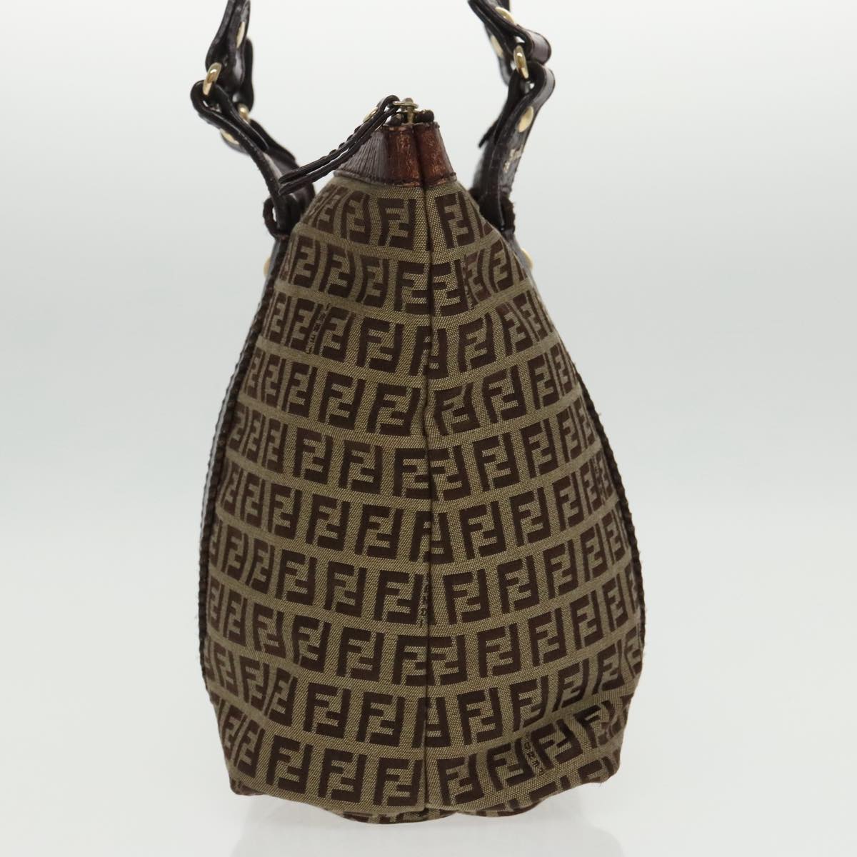 FENDI Zucchino Canvas Tote Bag Beige Gold ac3304