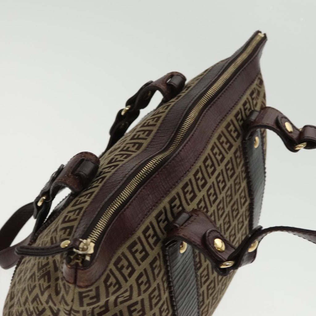 FENDI Zucchino Canvas Tote Bag Beige Gold ac3304