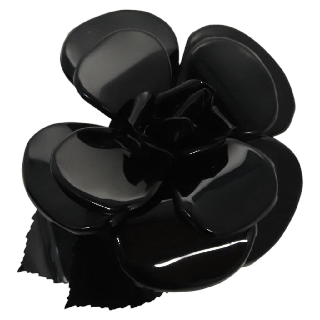 CHANEL Brooch plastic Black CC ac3342