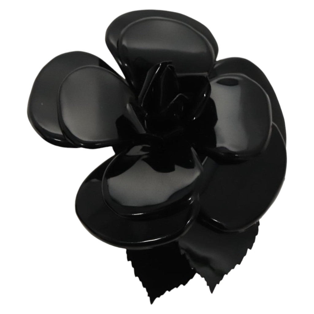 CHANEL Brooch plastic Black CC ac3342