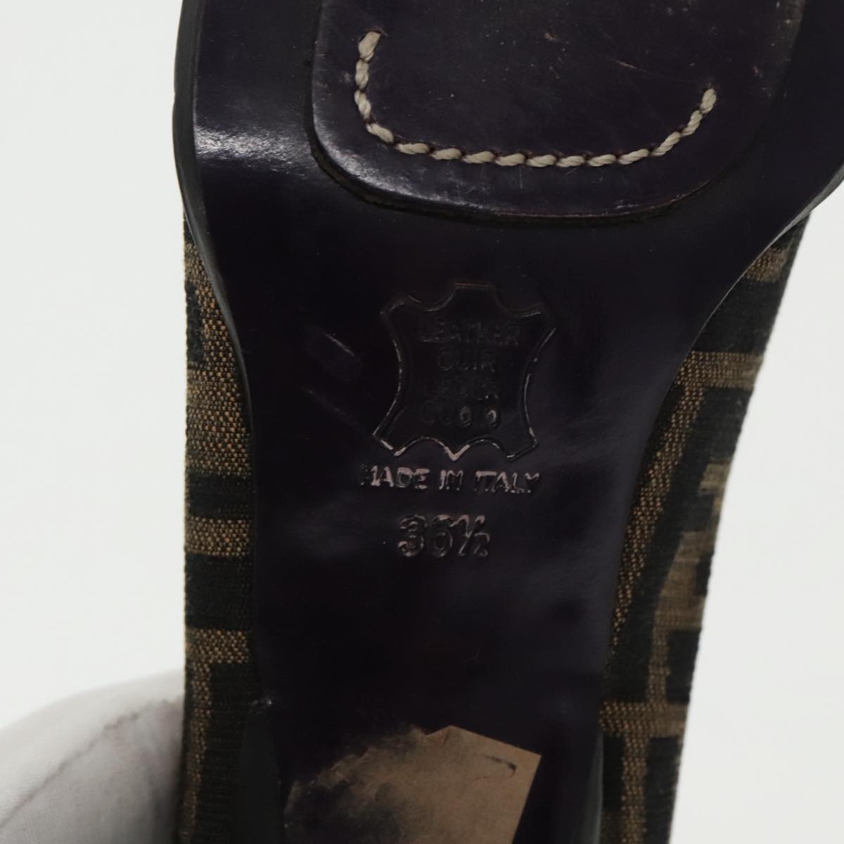 FENDI Zucca Canvas High Heels 36 1/2C Brown Black Purple ac3347