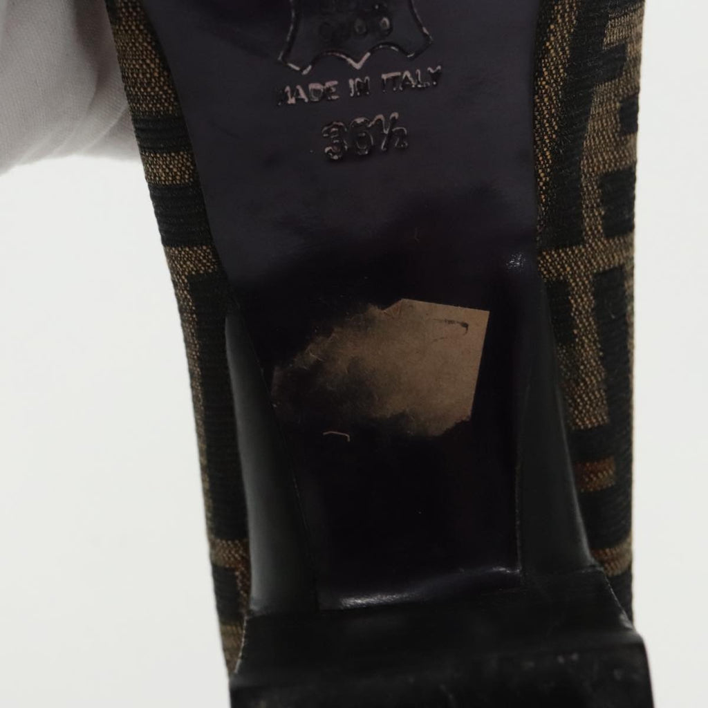 FENDI Zucca Canvas High Heels 36 1/2C Brown Black Purple ac3347