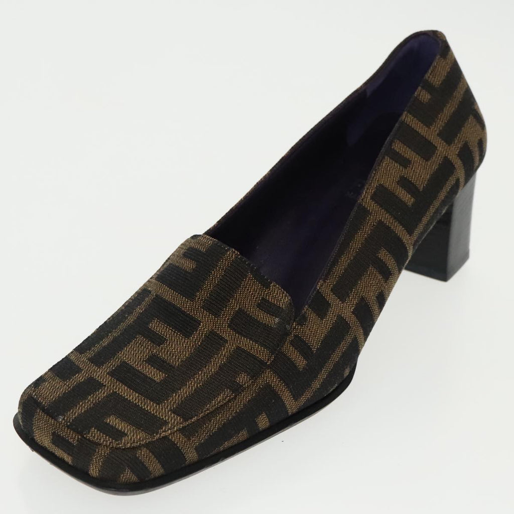 FENDI Zucca Canvas High Heels 36 1/2C Brown Black Purple ac3347