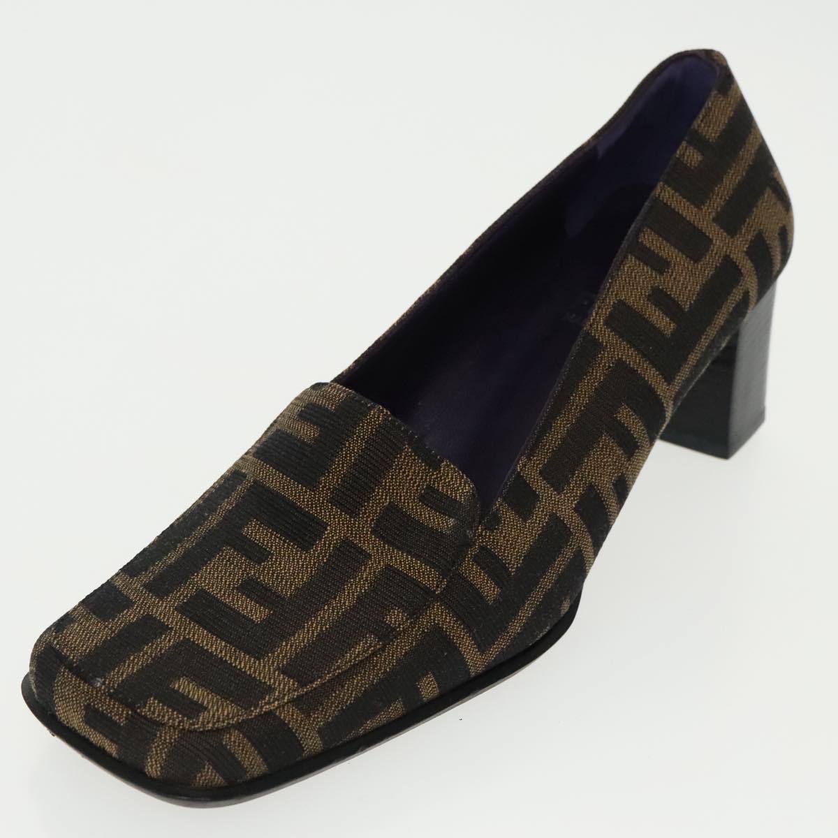FENDI Zucca Canvas High Heels 36 1/2C Brown Black Purple ac3347