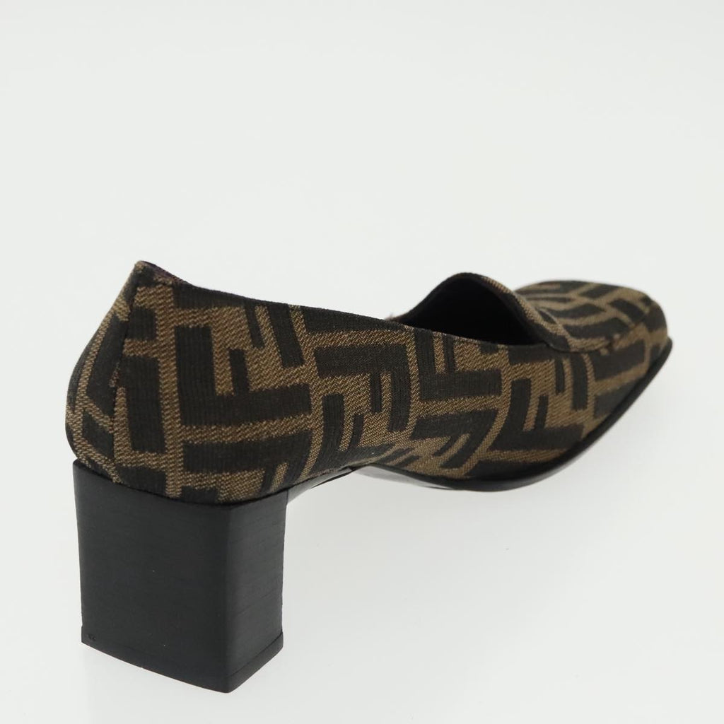 FENDI Zucca Canvas High Heels 36 1/2C Brown Black Purple ac3347