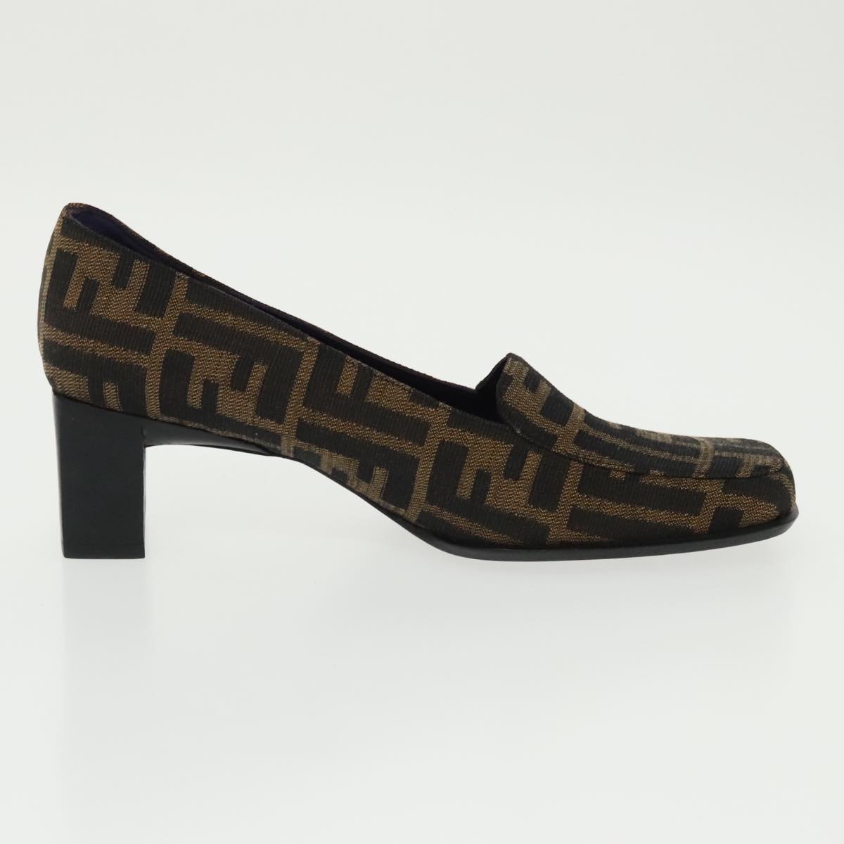 FENDI Zucca Canvas High Heels 36 1/2C Brown Black Purple ac3347