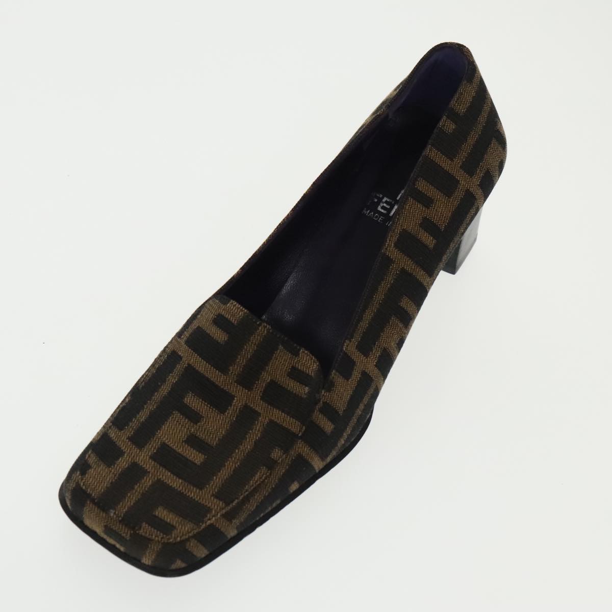 FENDI Zucca Canvas High Heels 36 1/2C Brown Black Purple ac3347