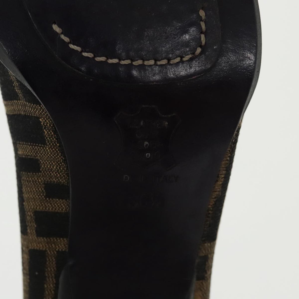 FENDI Zucca Canvas High Heels 36 1/2C Brown Black Purple ac3347