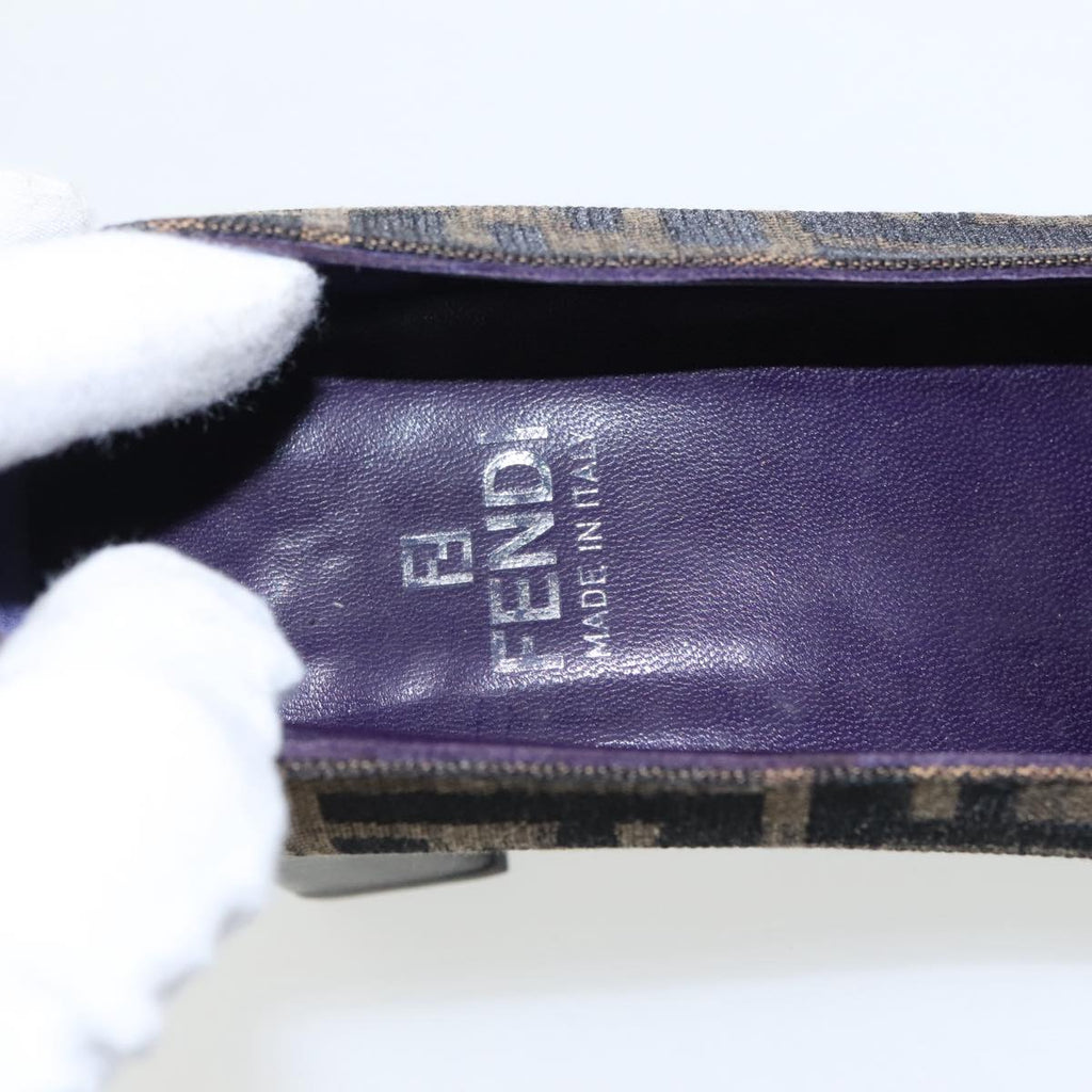 FENDI Zucca Canvas High Heels 36 1/2C Brown Black Purple ac3347